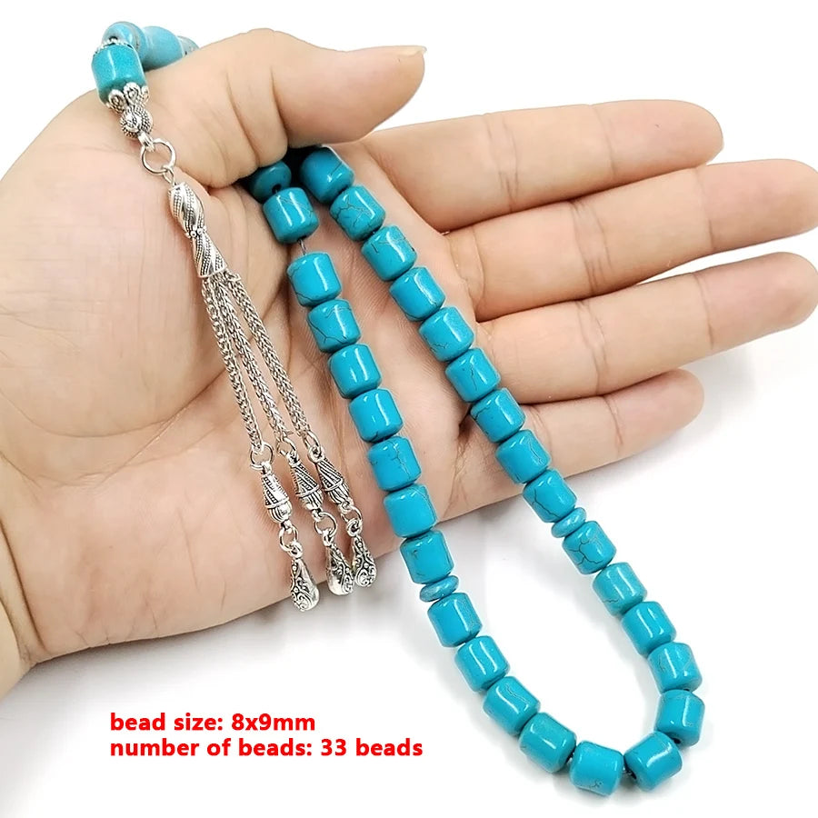 blue Turquoise Muslim Barrel type 33 45 51 99 100 Prayer Beads bracelet