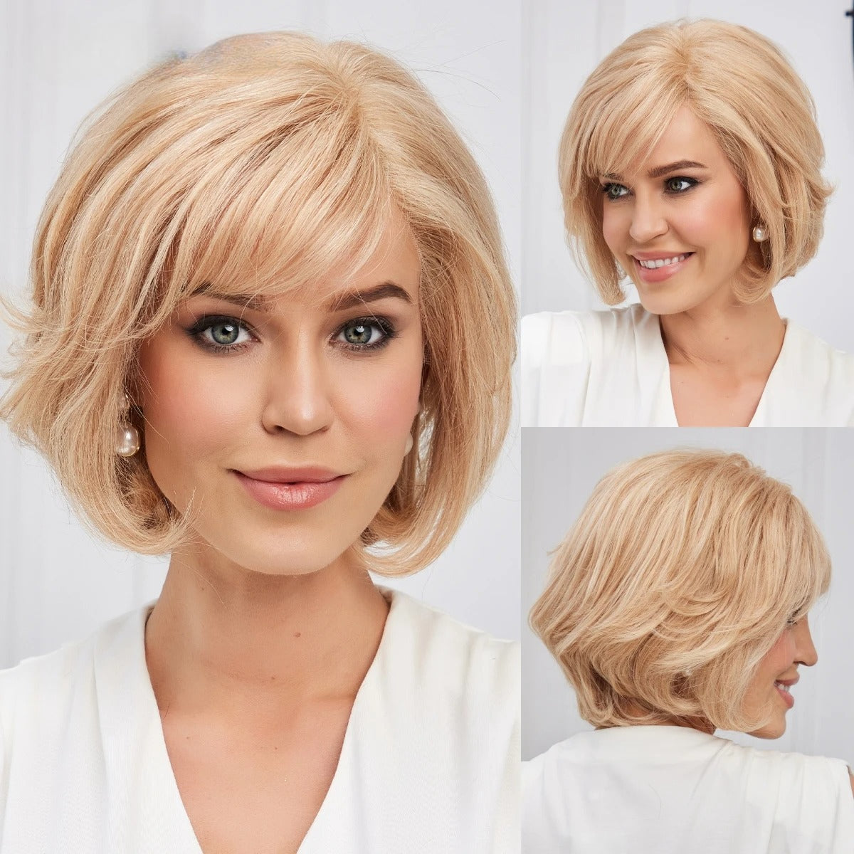 Lace Front Human Hair Wigs Short Straight Brown Bob Wigs Layered Wig Glueless Wig