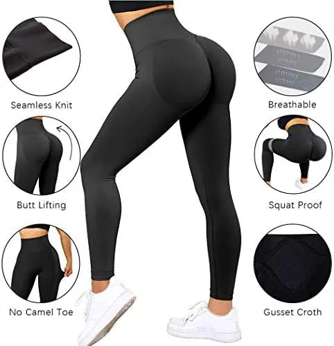 Seamless Knitted Fitness GYM Pants Women's High Waist and Hips Tight Peach Buttocks High Waist Nude Yoga Pants