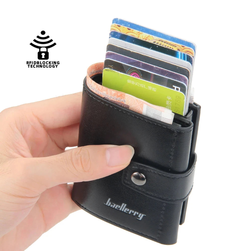 Rfid Men Card Wallets Hasp Small Card Wallets PU Leather Slim Mini Men's Wallet High Qaulity Short Male Purses