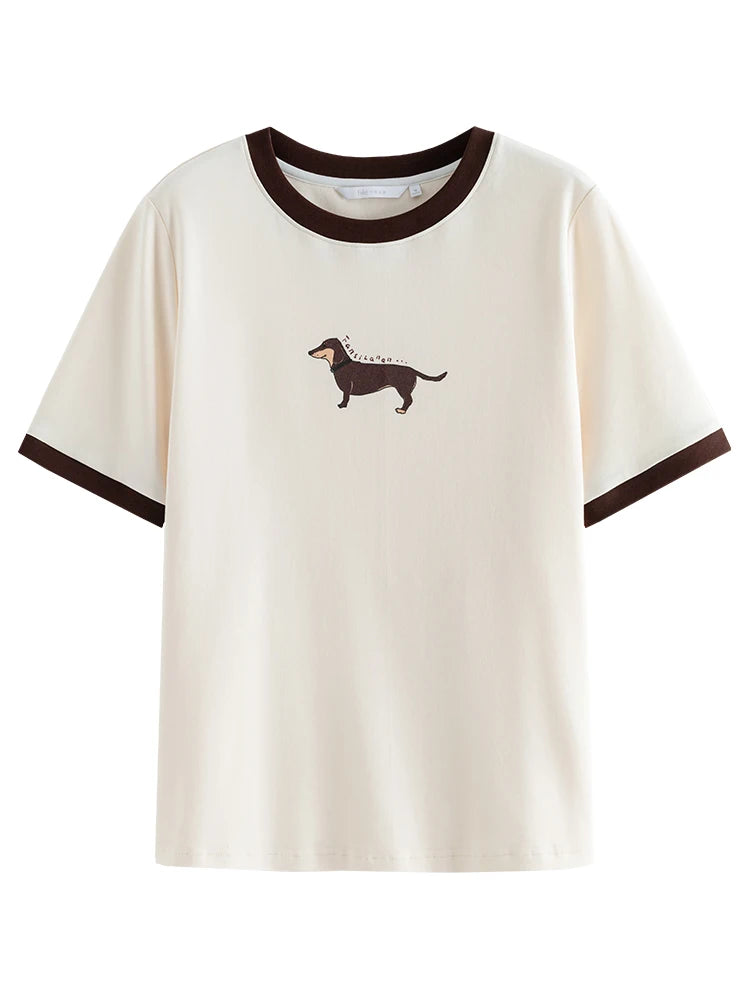 Women Short Sleeve Tees 100% Cotton Round Neck T-Shirts Animal Print