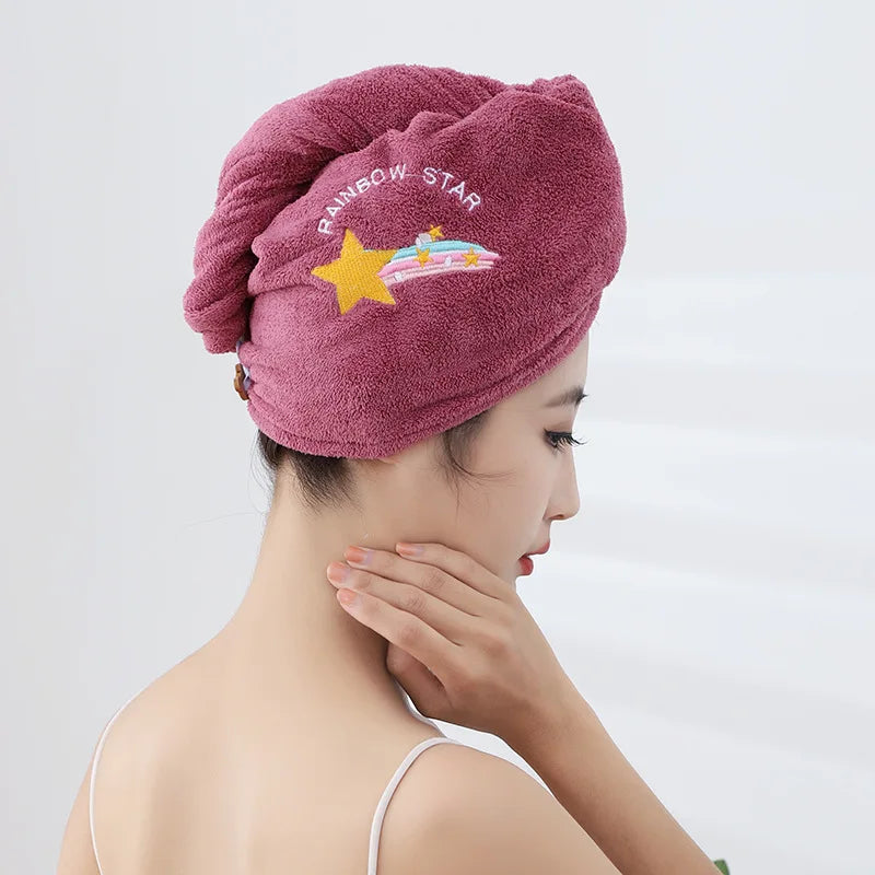 Women Soft Microfiber Towels Shower Cap Towel Bath Hats for Women Dry Hair Cap Quick Drying Soft for Lady Turban Head Girl Towel