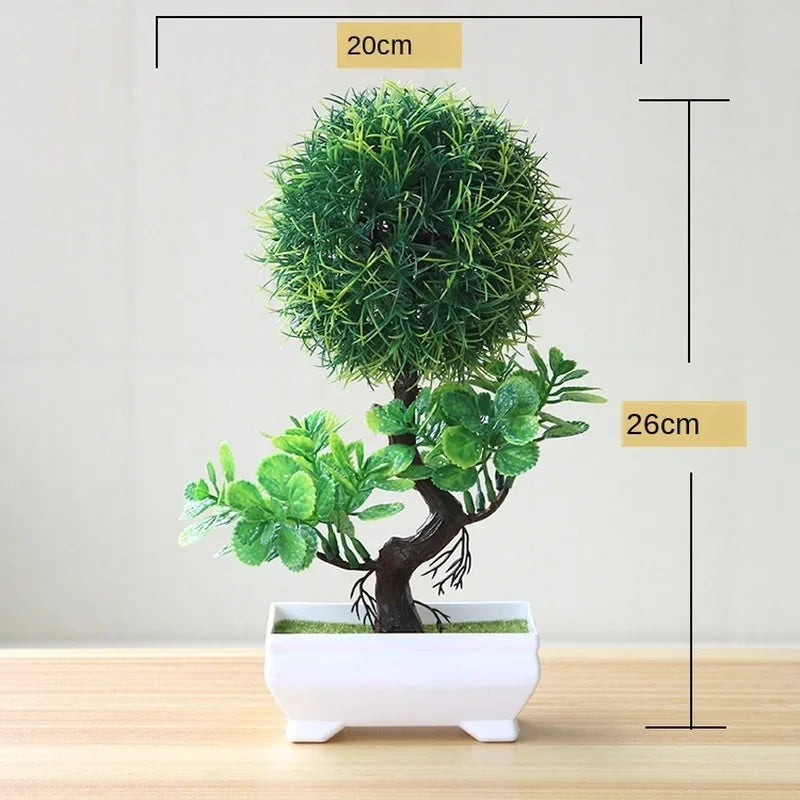 Artificial Plants Potted Bonsai Green Small Tree Plants Fake Flowers Potted Ornaments for Home Garden Decor Party Hotel Decor