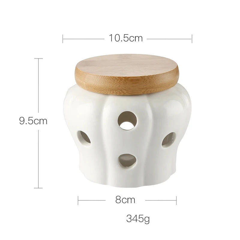 Hollow Ventilated Ceramic Storage Jar Ginger Garlic Storage Box