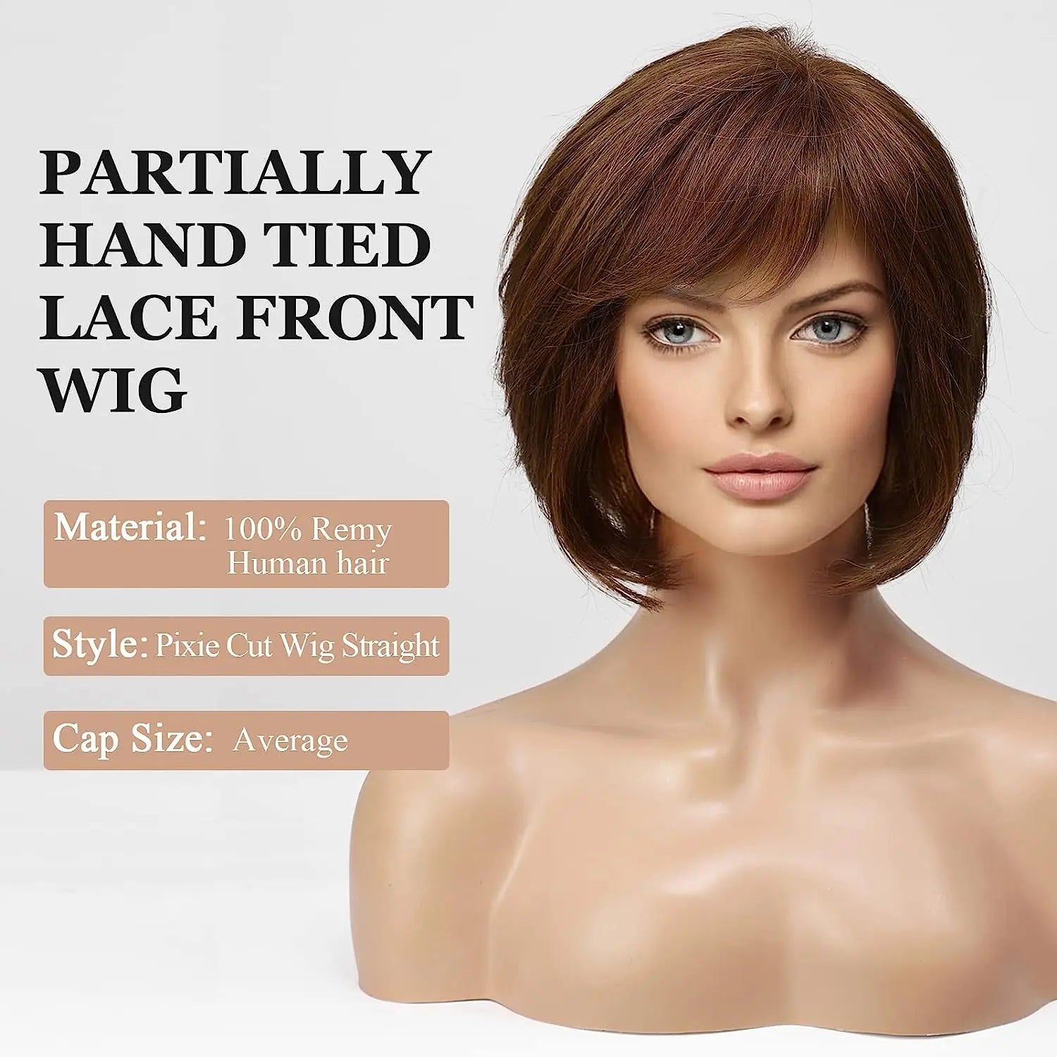 Lace Front Human Hair Wigs Short Straight Brown Bob Wigs Layered Wig Glueless Wig