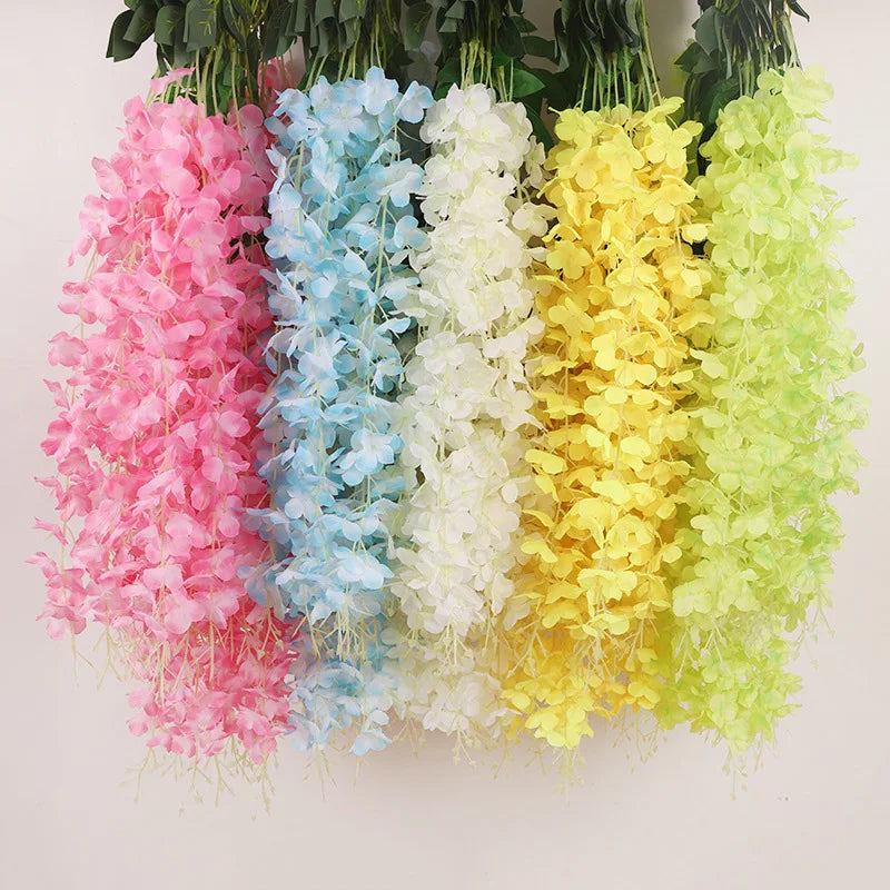 12pcs Artificial Wisteria Flowers String Hanging Garland Outdoor Fake Flower