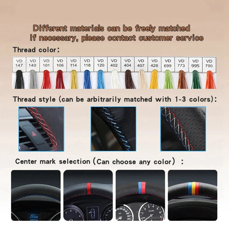 Custom Car Steering Wheel Braid Cover Non-slip 100% Fit For Volkswagen VW Teramont Atlas 2021-2022