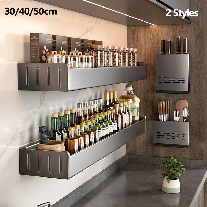 Wall Hanging Spice Rack Wall Mounted Kitchen Condimenters Spice Rack Organizer Shelf  Hanging Hook Rack