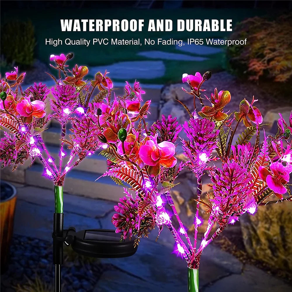 1pc Garden Decorative Solar Powered Phalaenopsis Flower Light Waterproof IP65