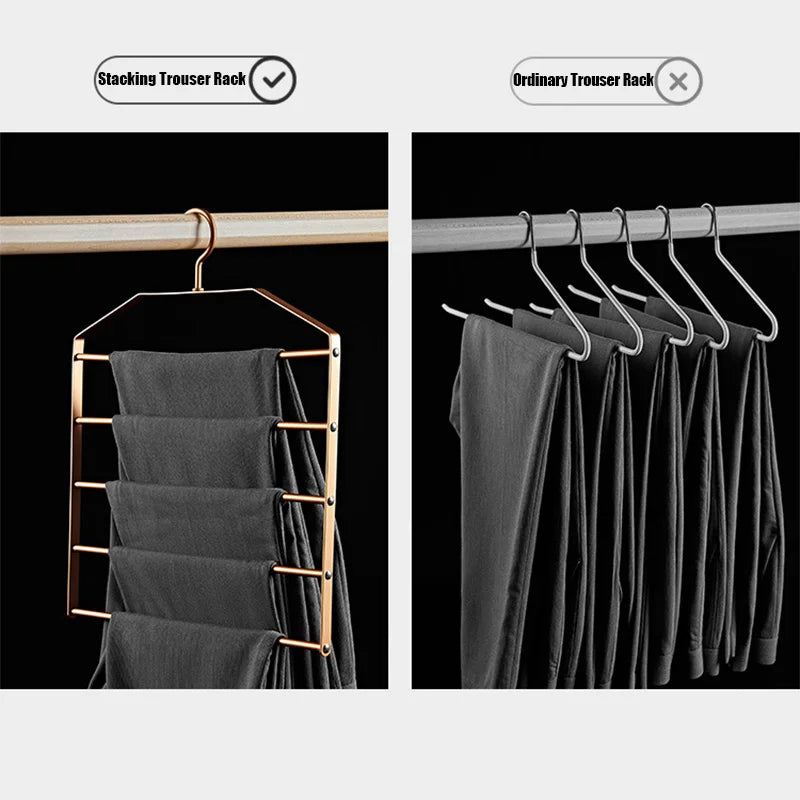 1pc 5 in 1 Gold Pant Hanger Multi-Layer Storage Rack for Trouser Aluminum Alloy