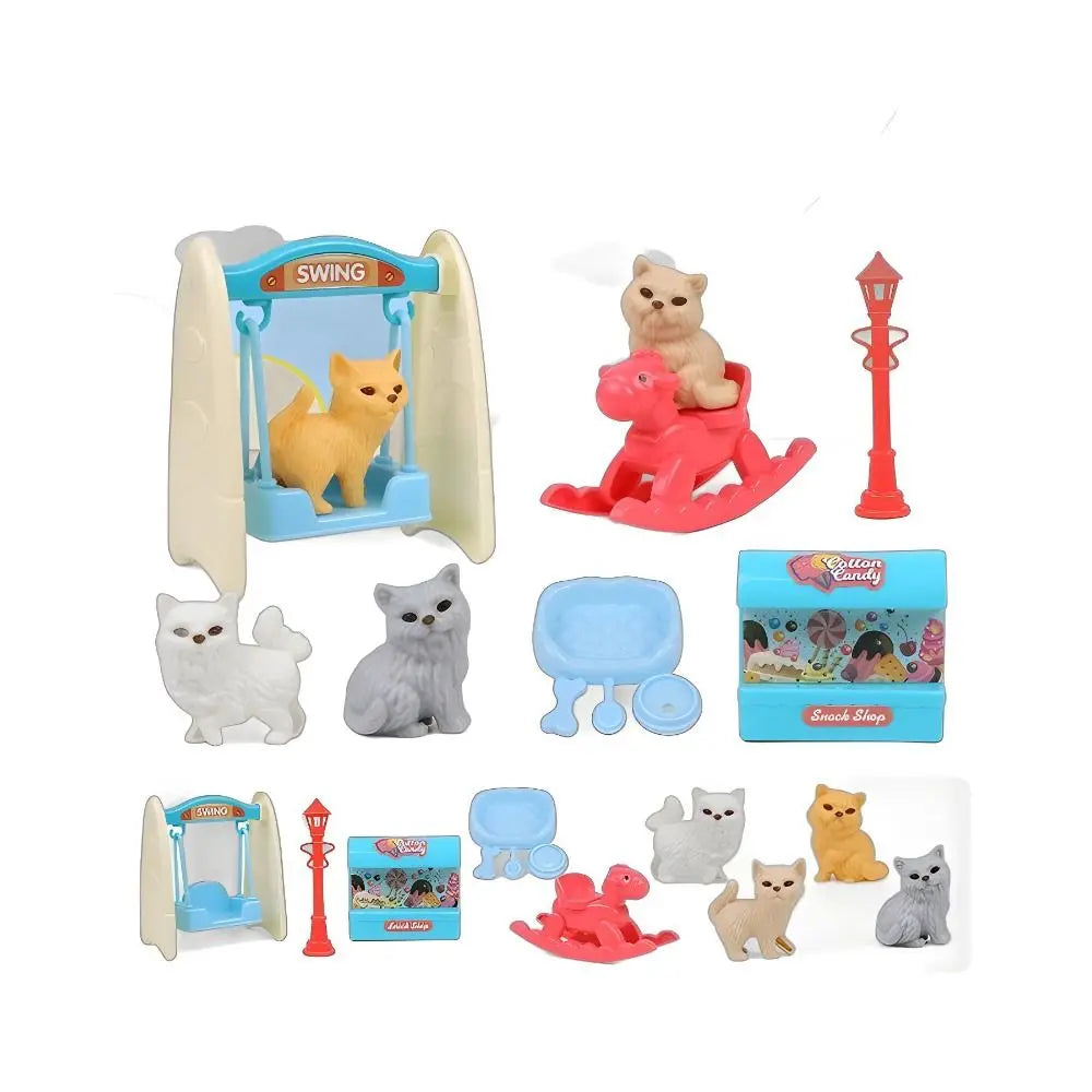 Dog Doll Set Puppy Pretend Play Toy Animal Kids Toys Dog Pet Basket Toys