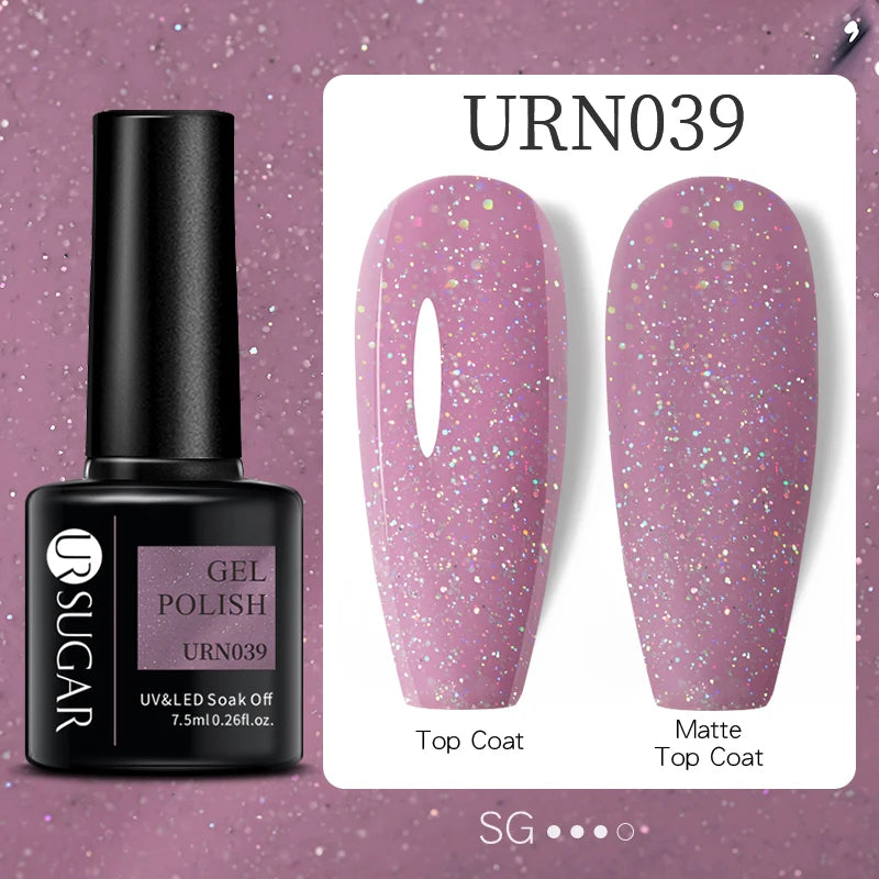 UR SUGAR 7.5ml Glitter UV Gel Nail Polish Glitter Sequins Soak Off UV Gel Varnish Colorful Nail Gel Polish DIY Nail Art Polish