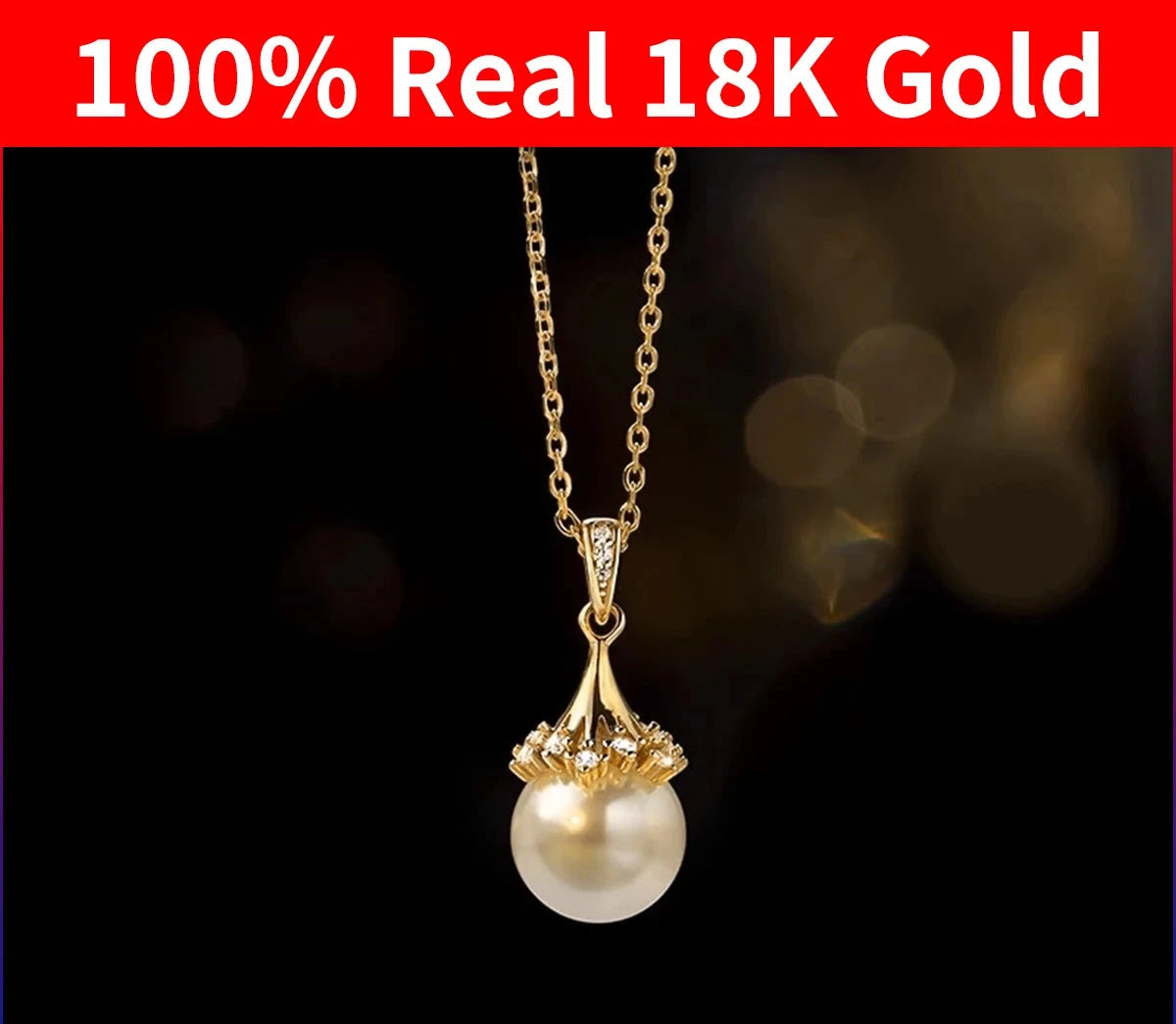 100% AU750 18K Gold Natural Fresh Water Pearl Necklace With Certificate Women Pendant Jewelry