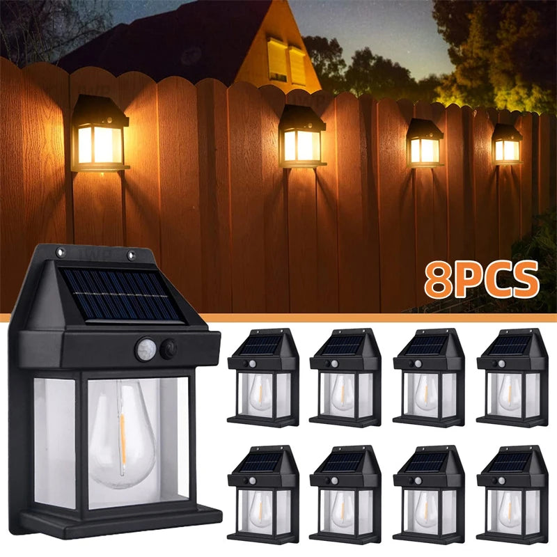 Solar Wall Lights Tungsten Waterproof Wireless Motion Sensor Security Lamps