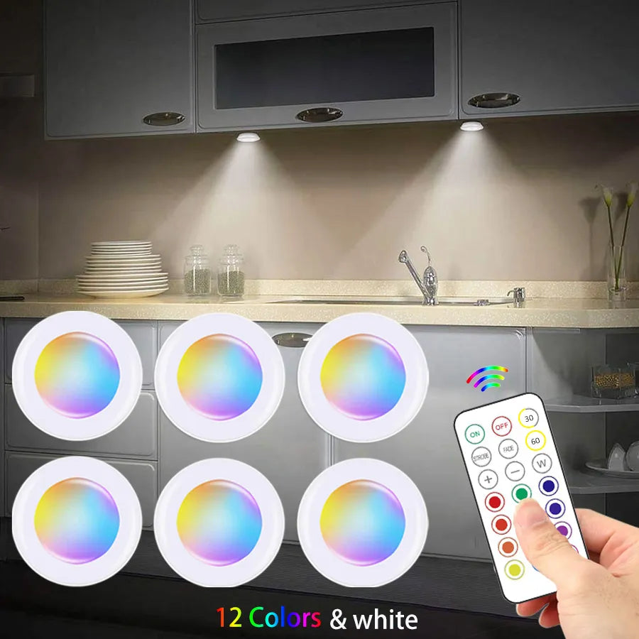 Led Under Cabinet Lights with Remote Control Wireless RGB Color Changing Light