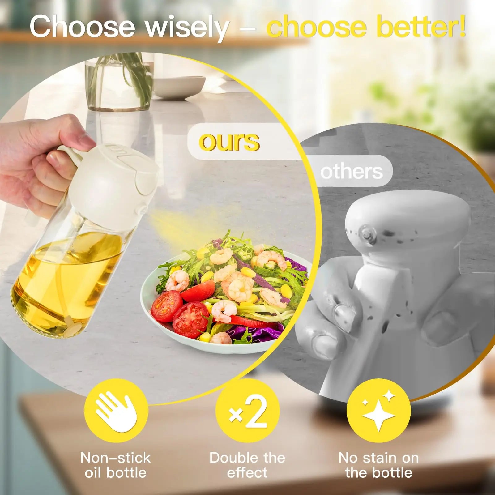 2-in-1 Sprayer Pourer Oil Empty Bottle Plastic Oil Container Dispenser Vaporizer for Kitchen Barbecue Camping Cooking Utensils