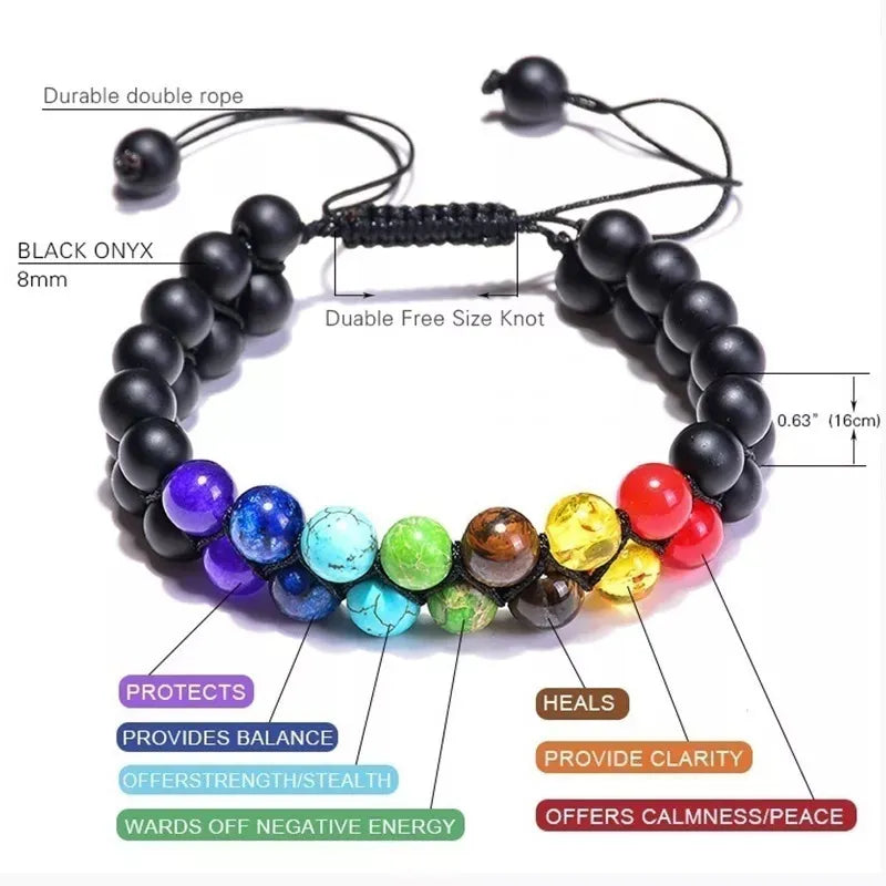 Chakra Bracelet Healing Crystals Yoga Stone Beads Bracelets Meditation Relax Anxiety Bangle for Womens Mens