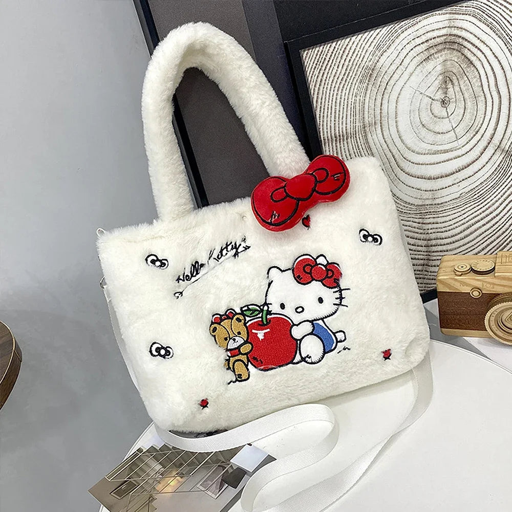 Kitty Plush Bag Kawaii Kuromi My Melody Cute Cartoon Anime Handbag Cinnamoroll Storage Tote Bags Women Girl Gifts