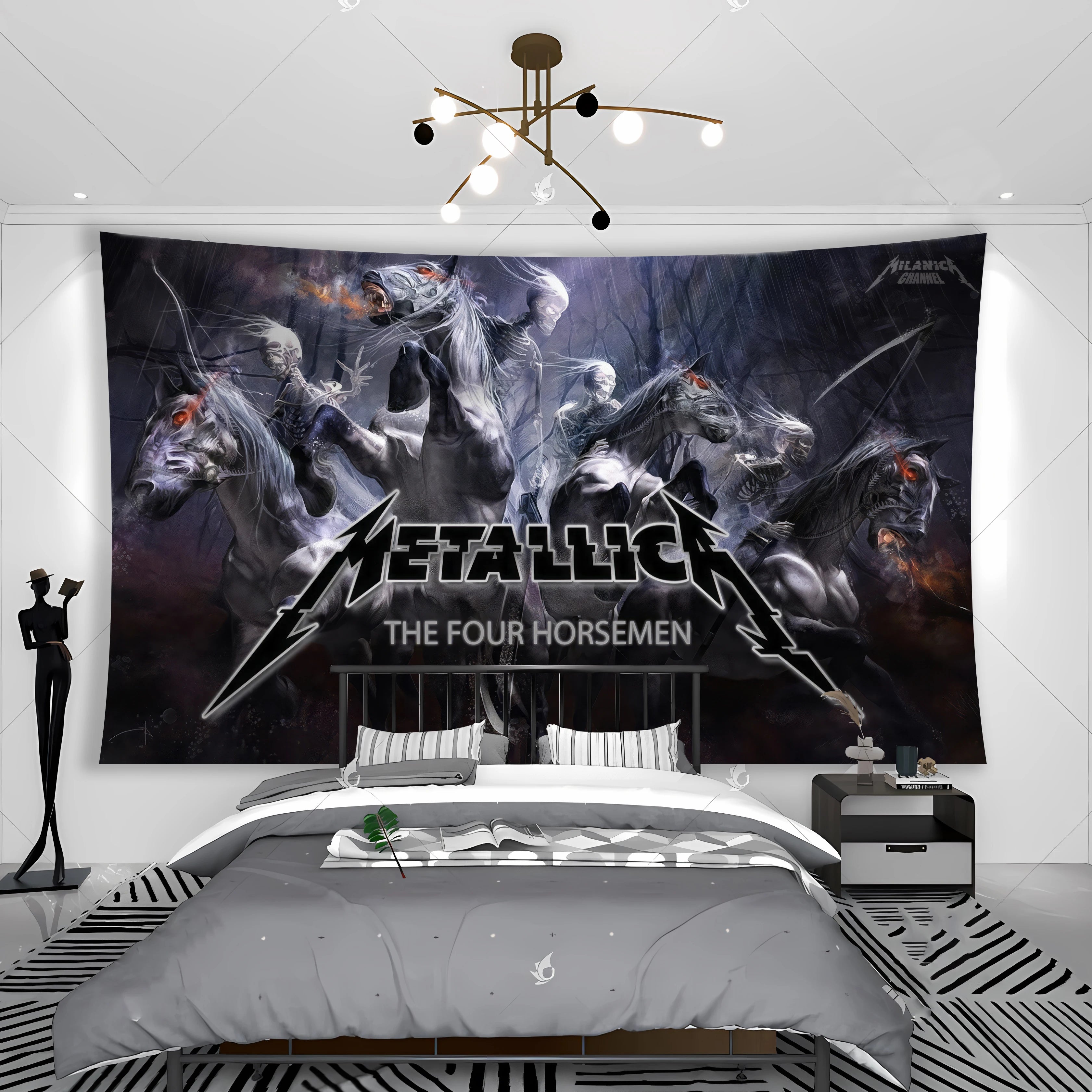 Tapestry For Bedroom Wall M-M Rock Band Tapestry Banner Heavy Metal Aesthetic Decoration Bedroom Decoration