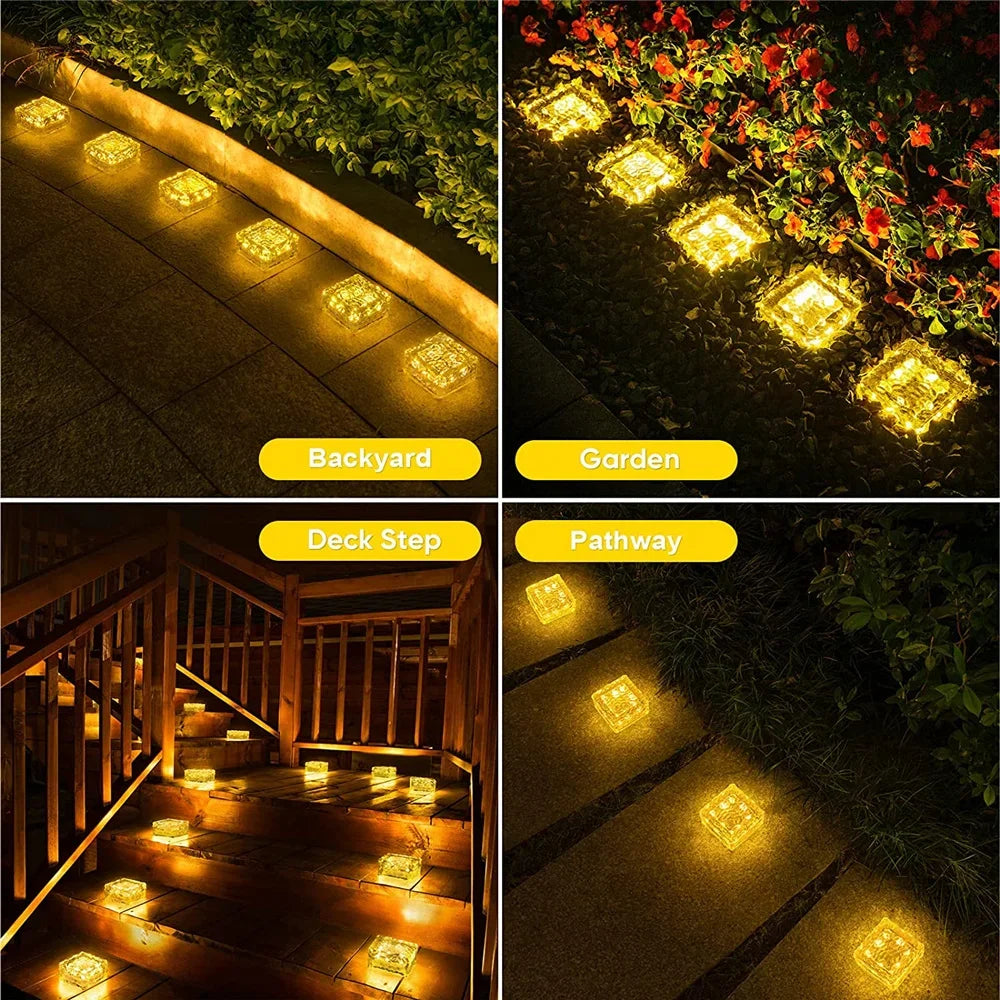 Solar Outdoor Light Ground Brick Sunlight Waterproof Cube Solar Lamp