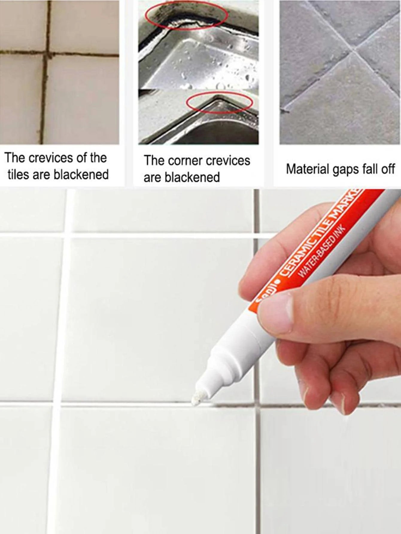 1PC   Ceramic tile bathroom wall floor tile gap color repair anti-mildew waterproof whiteboard color repair pen