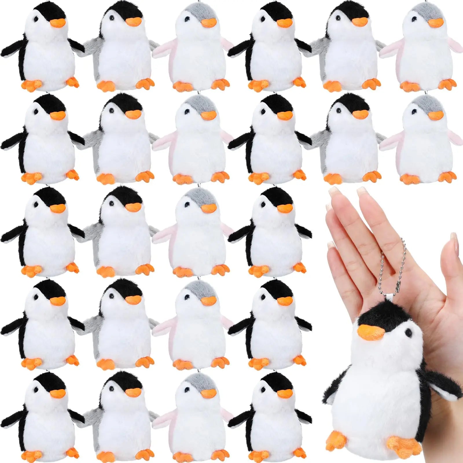 9-96Pcs Mini Stuffed Animal Penguin Plush Hanging Penguin Toys Small Penguin Keychain