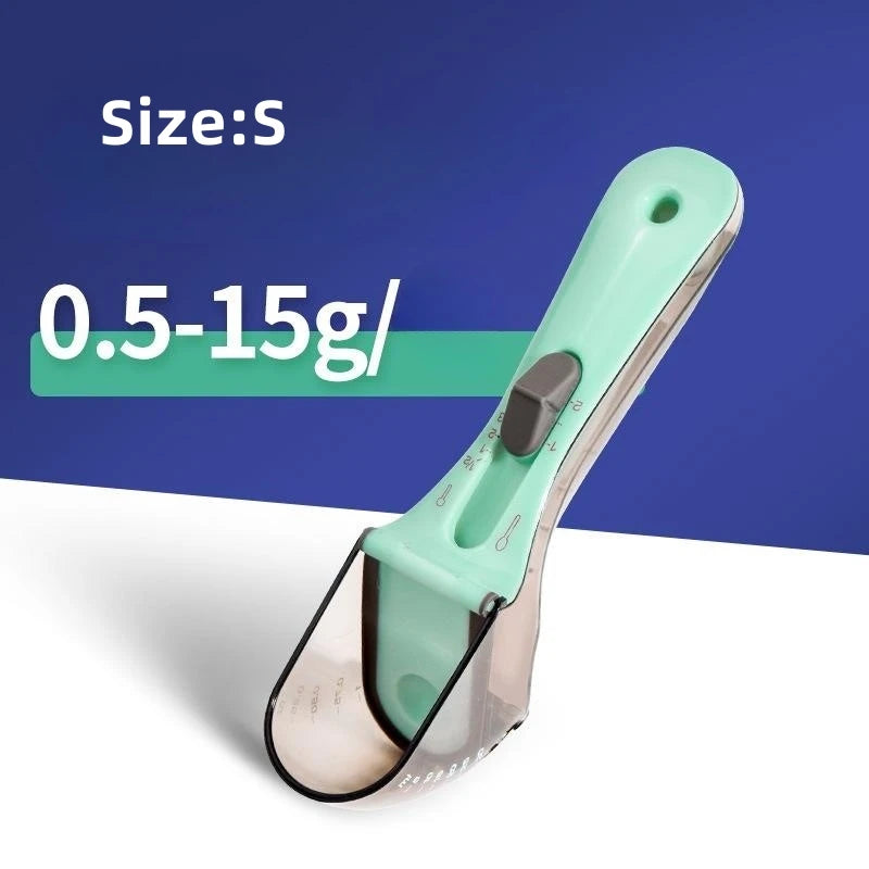 Adjustable Pet Metering Spoon with Plastic Measuring Pet Scoops Cups Cat Dog Food Gram Spoon