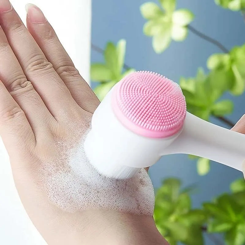 3D Bilateral Silicone Facial Cleanser Manual Massage Facial Brush Soft Bristles Silicone Double Sided Face Brush