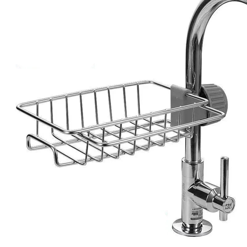 Kitchen Stainless Steel Sink Drain Rack Sponge Storage Faucet Holder Soap Drainer