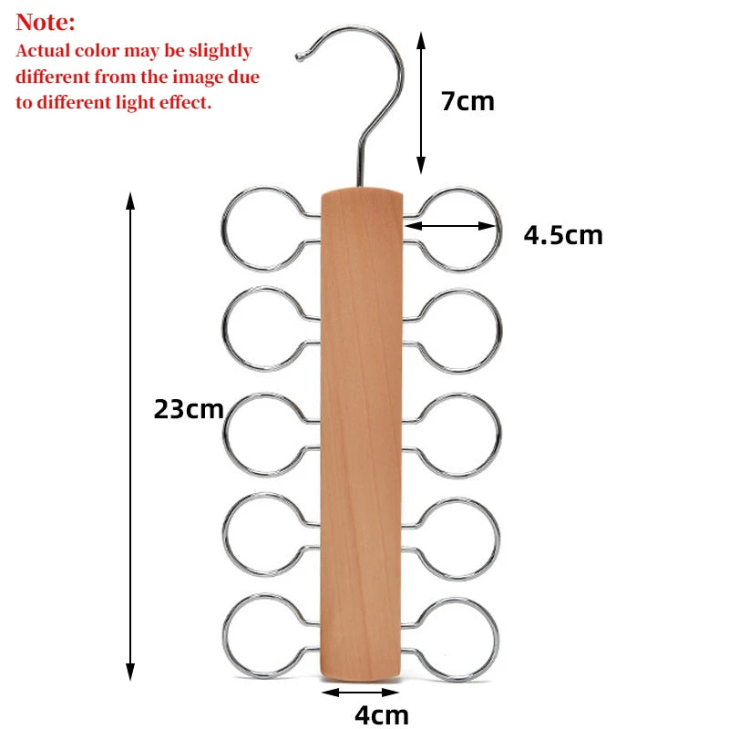 1PCS Wooden Hanger,10 Holes Tie Organizer Holder for Closet,Space Saving Hangers