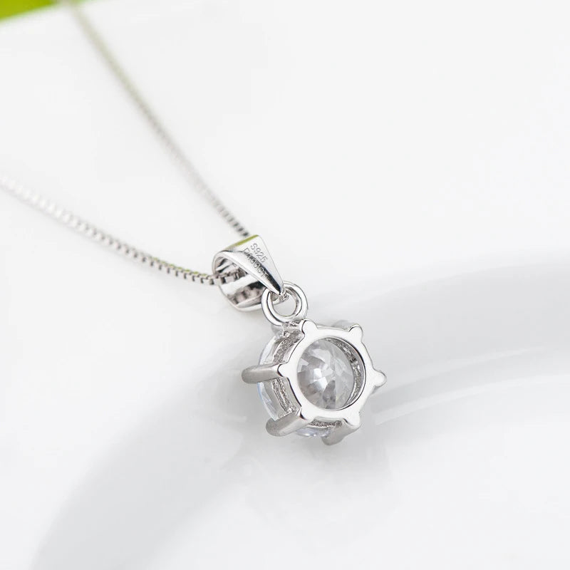 1ct 2ct Moissanite Pendant Necklaces For Women Sterling Silver 925 D Color VVS Lab Diamond Fine Jewelry Wedding Party Gift