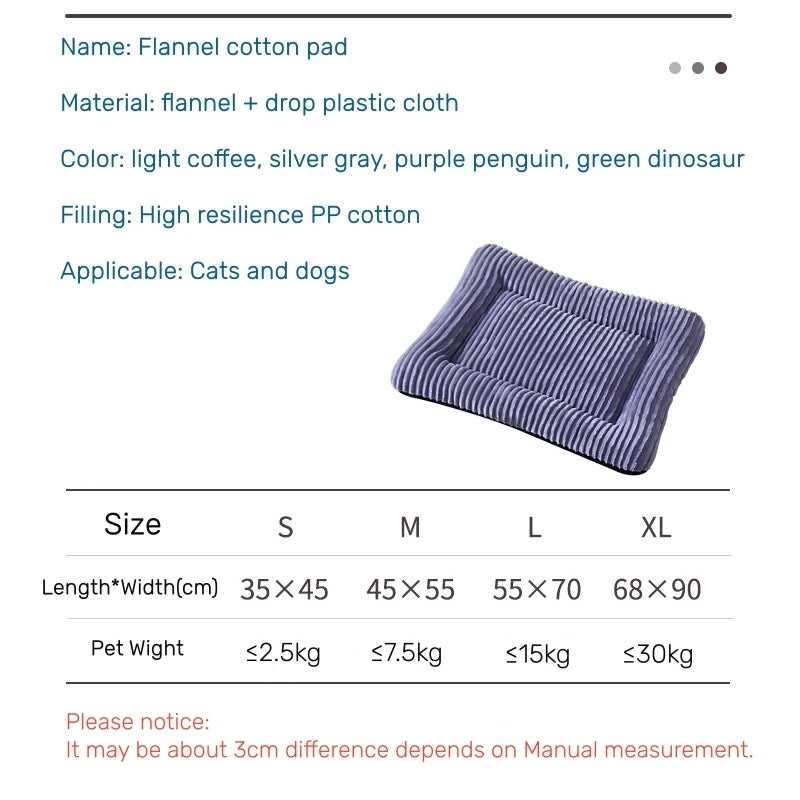 Flannel Square Bed for Cats Dogs, Comfortable Soft Washable Cushion for Sphinx,Replacement mat for Pet house,Cats Cartoon Sofa