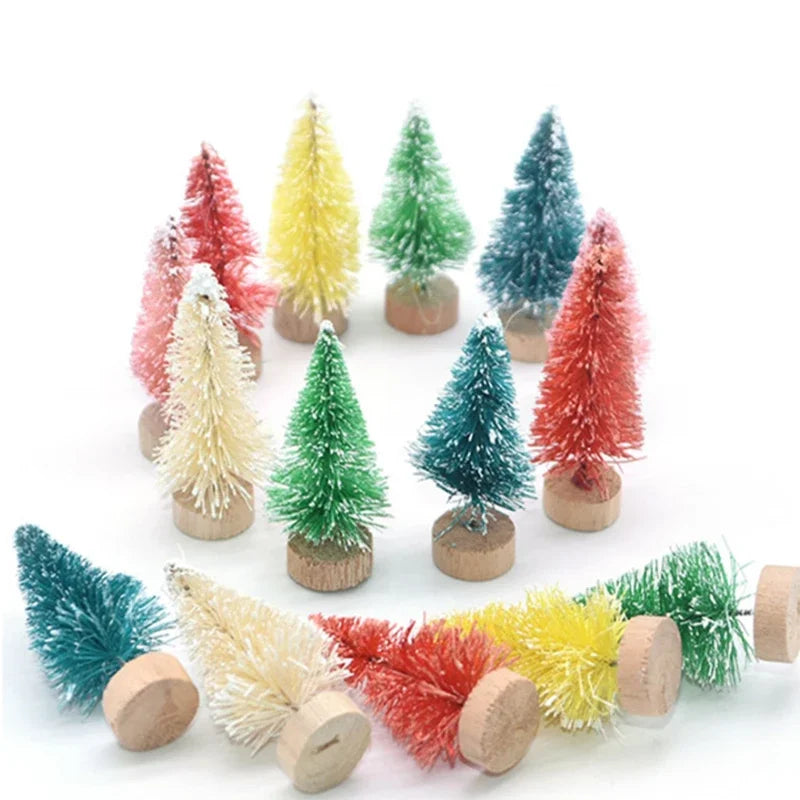 500Pcs Mini Christmas Tree Small Artificial Pine Sisal Snow Landscape Xmas Trees