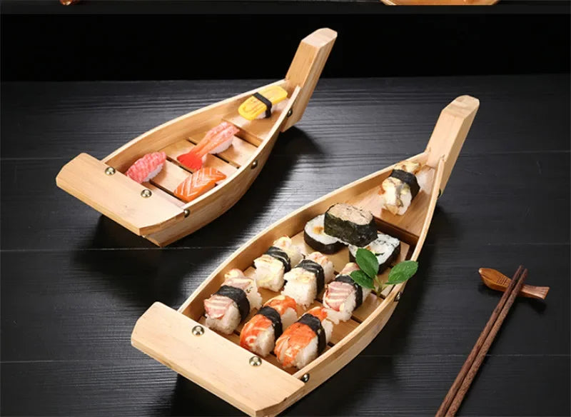 Sushi Boats Sushi seafood Tools bamboo Wood Handmade Ship Tableware