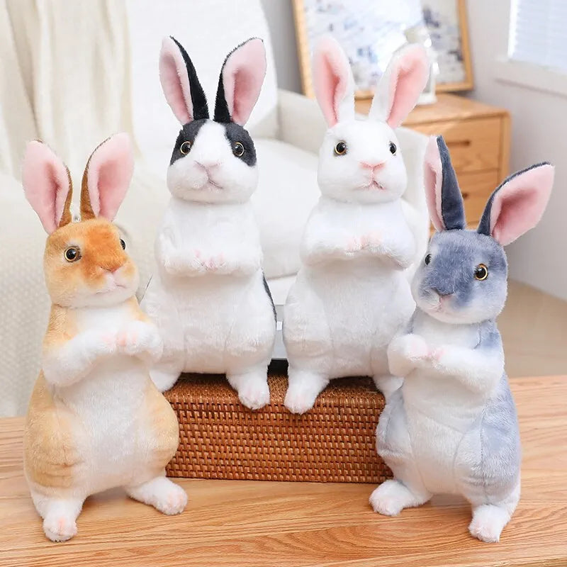 1pc Randomly Realistic Cute Plush Rabbits Lifelike Animal Photo Props Bunny Simulation Toy Model Birthday Gift