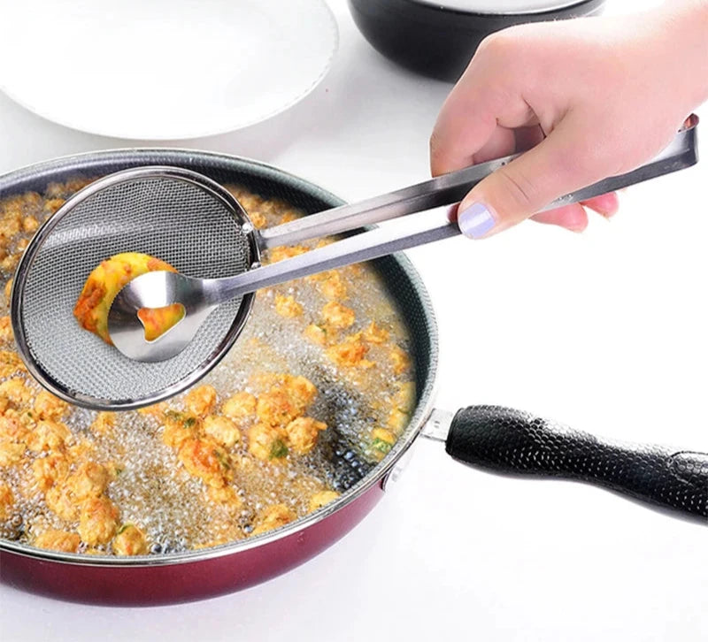 Stainless Steel Sieve Filter Spoon Fried Food Oil Strainer Clip Handheld