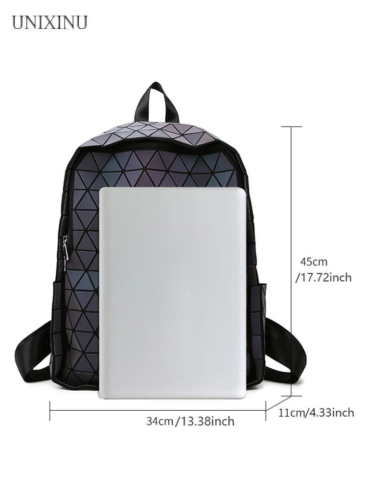 Geometric Men's Backpack Holographic Luminous Backpacks Student Reflective Bag