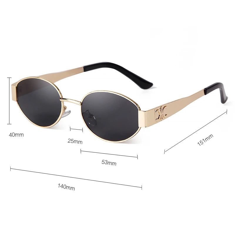 Retro Metal Frame Oval Sunglasses Shades Lens Luxury Small Sun Glasses UV400