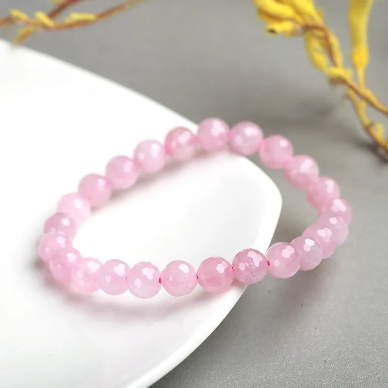 5A Madagascar Natural Rose Quartz Bead Bracelet Handmade Yoga Healing  Bracelet