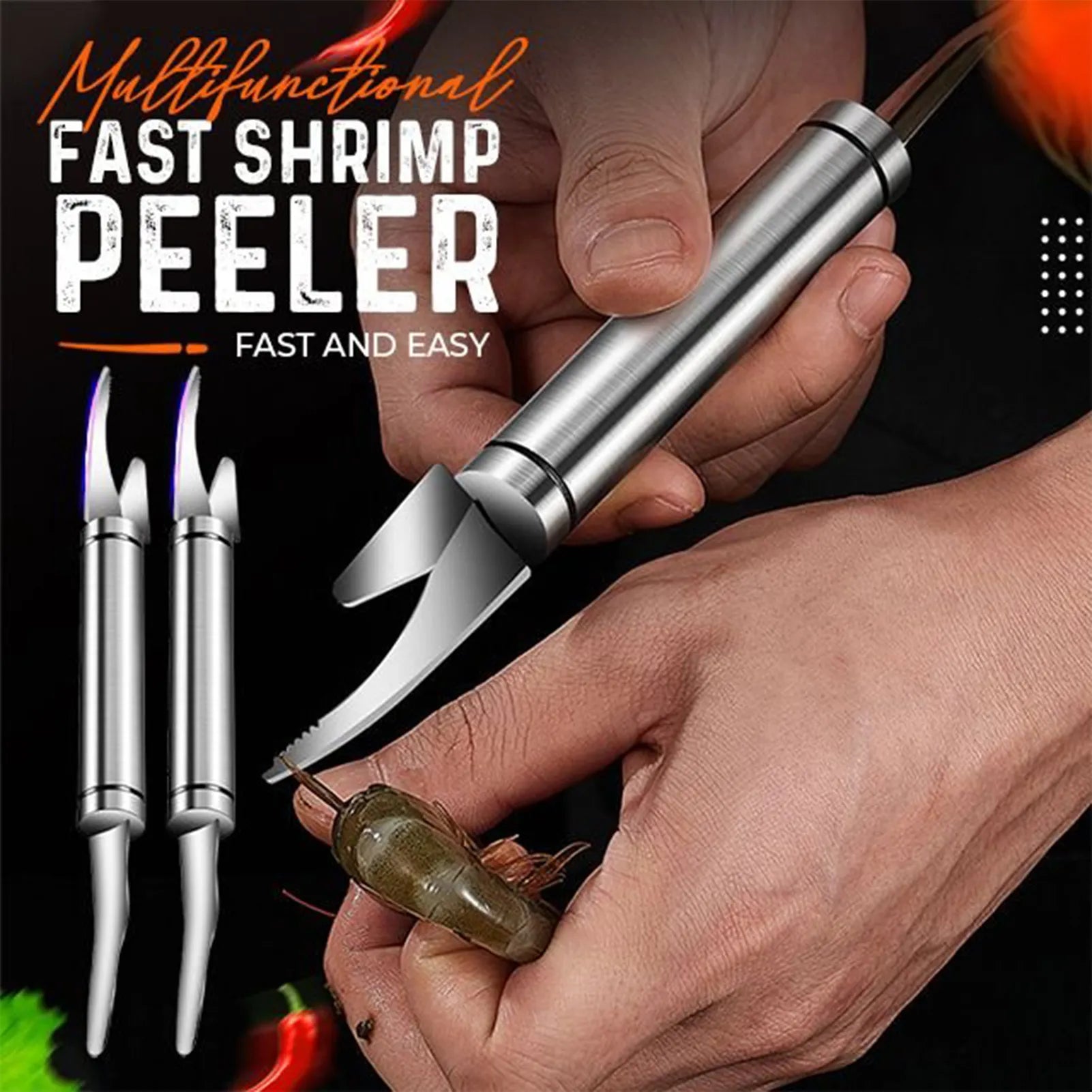 6 In 1 Multifunctional Fast Shrimp Peeler Stainless Steel Shrimp Line Cutting Scraping Digging Fish Scales Knife Kitchen Tools