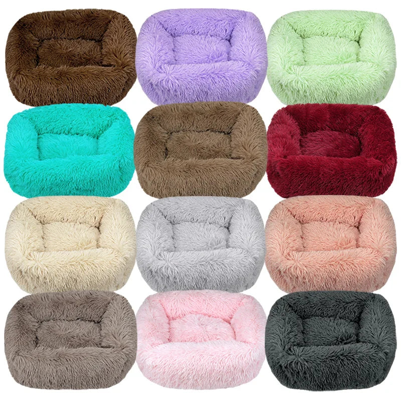 Dog Bed Sleeping Mat Winter Fluffy Plush Cat Bed Square Dog Beds Soft Puppy Cushion