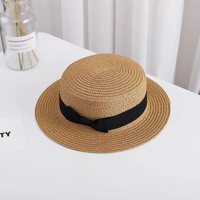 Parent-Child Bucket Cap Women Sun Visor Bowknot Straw Hat Sunshade Wide Cap