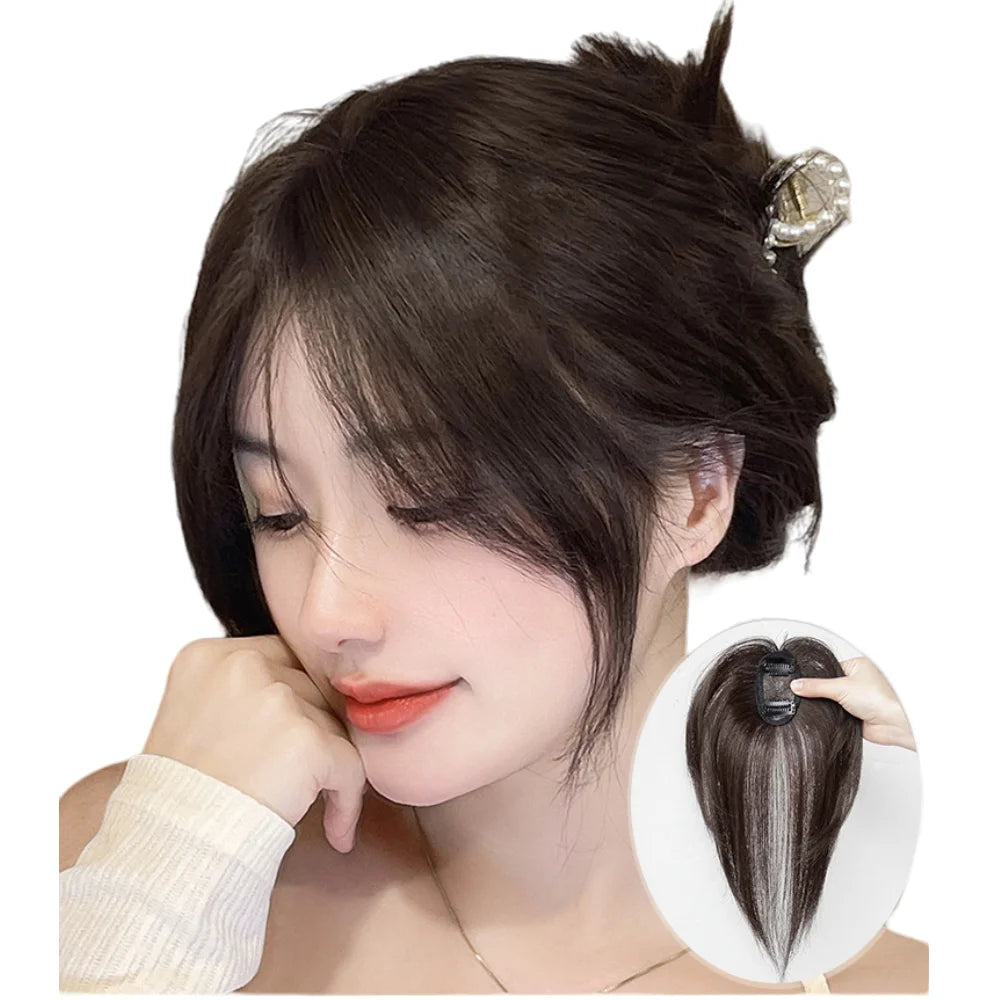 Natural Human Hair Wig Bangs Women False Clip-in Exrensions Invisible Hairpieces