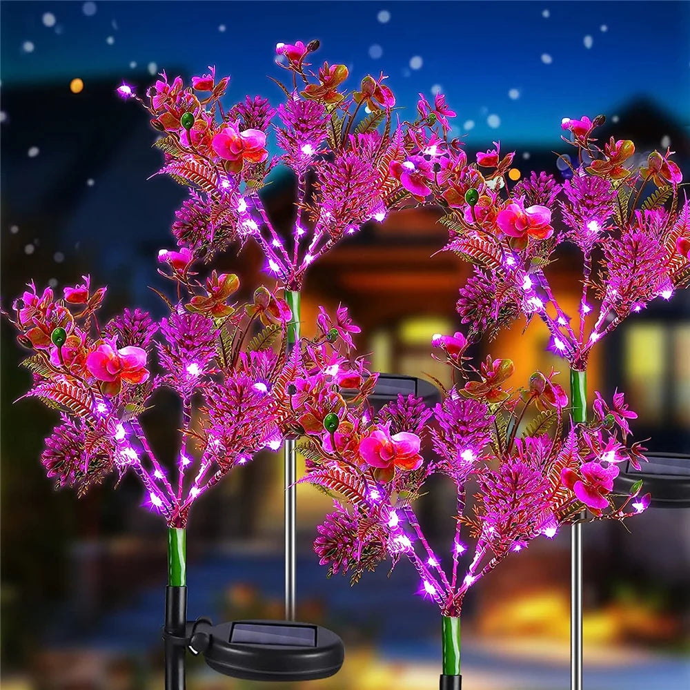 1pc Garden Decorative Solar Powered Phalaenopsis Flower Light Waterproof IP65