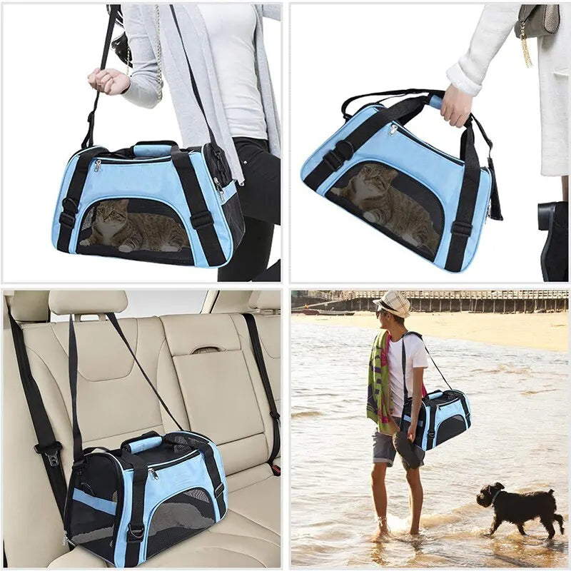 Pet Cat Travel Bag Breathable Foldable Portable Handbag Pets Transport Washable Backpack