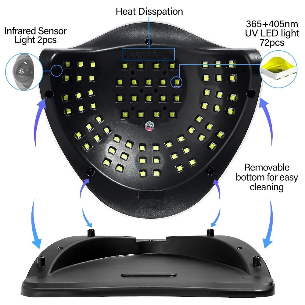 Upgrade Big Power 320W 72LEDs UV LED Lamp for Nails With Four Timer Memory Function Lamp for Gel Polish Drying Lamp for Manicure