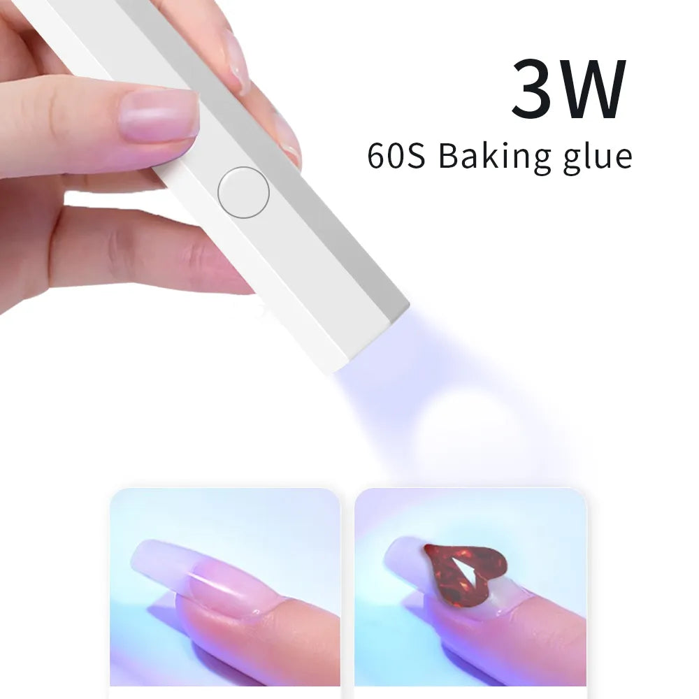 Quick Dry Nail Phototherapy Machine 3 UV LEDs 3W Gel Polish Nail Dryer Lamp Manicure Tool Rechargeable Salon Equipment