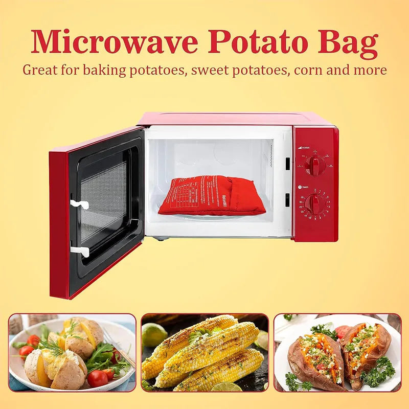 Microwave Potato Bag Reusable Potato Cooker Bag Baked Potato Cooker  Red Pouch