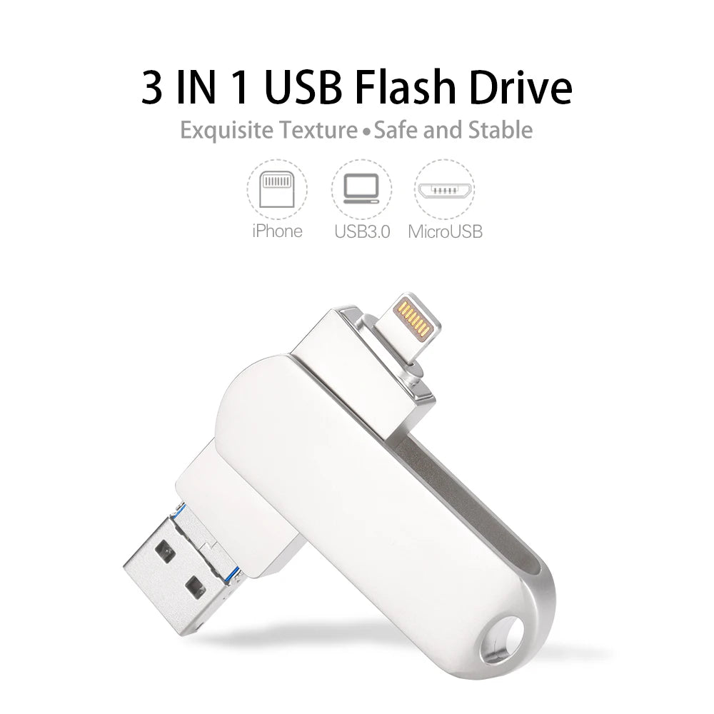 2TB USB 3.0 Flash Drive OTG Memory iPhone Android iPad Micro 3-IN-1