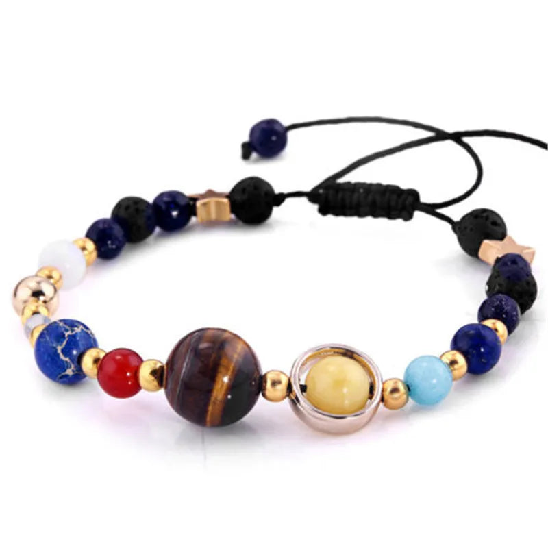 Cosmic Galaxy Solar System Bracelet Female Transfer Beads Eight Planets Natural Hand-woven Student Beads